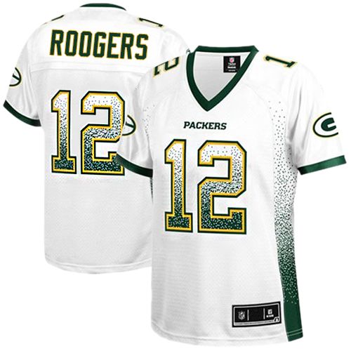 Women's Limited Aaron Rodgers Nike Jersey White - #12 Drift Fashion NFL Green Bay Packers